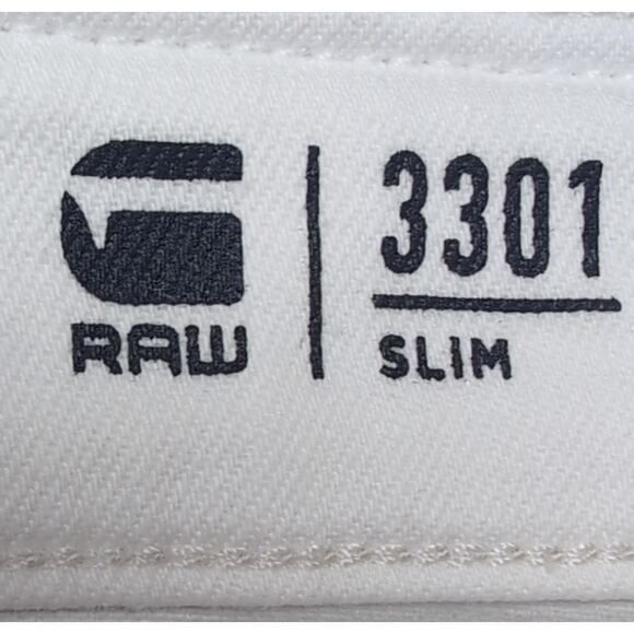G-Star Raw 3301 ELTO Jeans Men's 38x36 Measure 39X34 White Denim Slim Fit - Picture 9 of 16